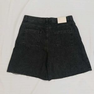 Black Knee-Length Denim Shorts