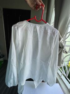 Chic White Wrap Blouse