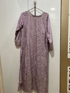 Embroidered Lavender Kurta set with Dupatta