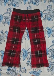 Red Plaid Flared Pants