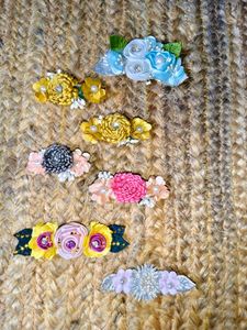 Fabric Floral DIY Decorative Pieces 6 pcs