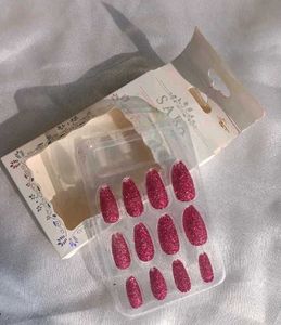 Sparkling Pink Almond Press-On Nails