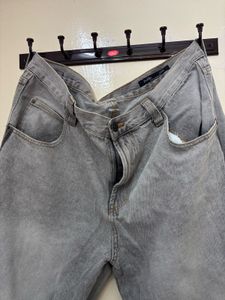 Grey Wash Wide Leg Jeans