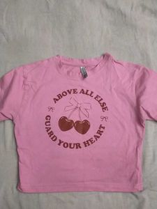 Pink Graphic T-Shirt with Cherries
