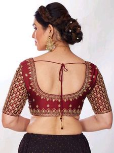 silk party wear blouse -Red and Maroon color Blous
