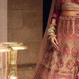 Exquisite Bridal Lehenga - Red &amp; Gold