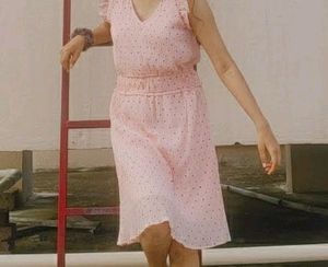 Pink Polka Dot Ruffle Dress