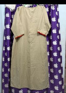 Elegant Beige Kurta Set with Red Dupatta