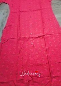 Pink Cotton Blend A-line Kurta