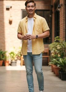 Men's Casual Yellow Shirt