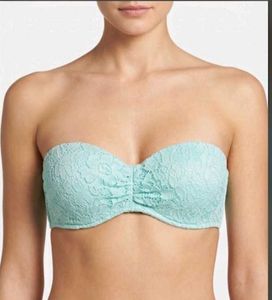Aqua Lace Strapless Bandeau Bikini Top
