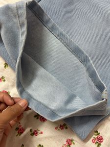 Light Wash Wide Leg Denim Culottes