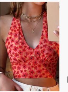 Cute Floral Halter Neck Crop Top