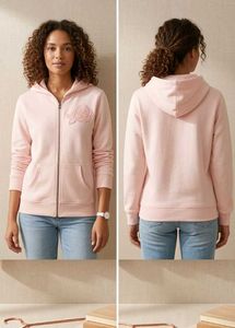 Cute Pink Rose Zip-Up Hoodie
