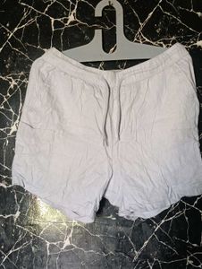White Linen Blend Shorts