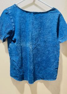 Stylish Acid Wash Blue T-Shirt