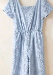 Chic Blue Textured Jumpsuit