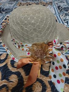 Stylish Woven Sun Hat with Polka Dot Ribbon