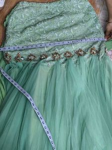 Elegant Mint Green Embroidered Gown