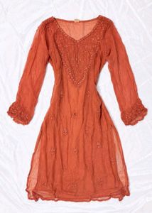 Y2k Vintage Desi Chatpati Embellished Sheer Kurti