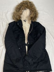 H&amp;M Black Fur Hooded Winter Parka Jacket