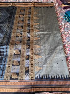 pure silk bomkai saree with intricate work palla