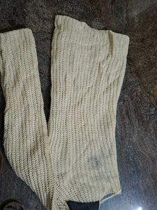 Beige Knitted Sweater with Dark Patches