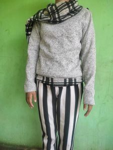 Cozy Plaid Trim Sweater