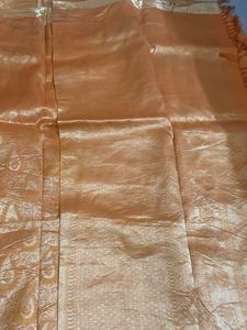 Elegant Orange Saree with Golden Border