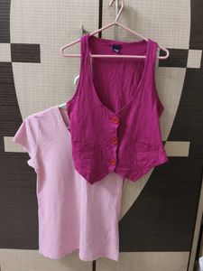 "Baby Pink Tee &amp; Fitted Jacket"Set