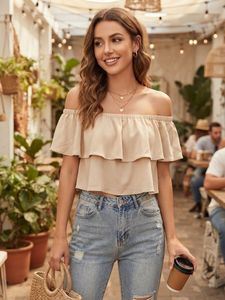 Forever 21 Ruffled Off-Shoulder Crop Top(M)