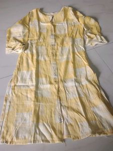 Yellow Striped Kurta and Pants Set