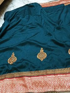 Elegant Teal Embroidered Saree