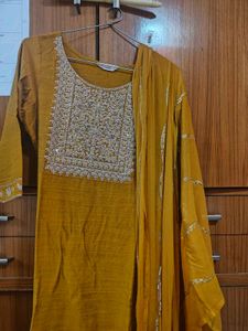 Designer Mustard Kurta Set with Embellishments