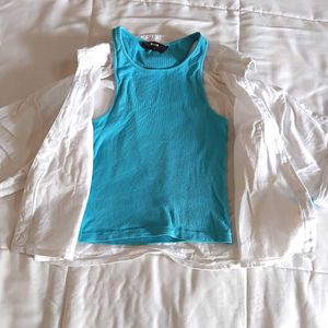 Cute Tank Top and White Shirt Set