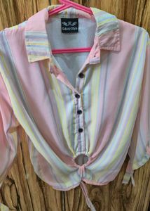 Pastel Striped Button-Up Shirt