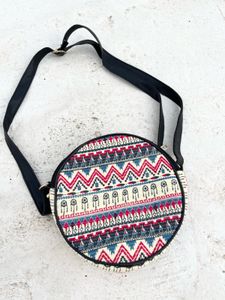 Round Tribal Print Crossbody Bag