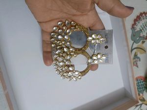 Designer Party Wear Long Silver Stones Earrings