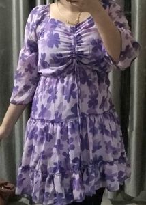 Cute Purple Floral Mini Dress