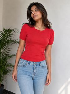 Vibrant Red Short Sleeve Top