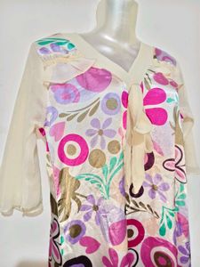 Vibrant Floral Print Dress Size S-M 34"-36"