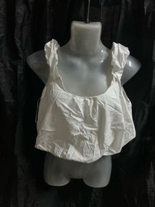 Cute White Ruffle Crop Top
