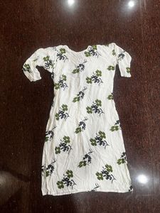 White Kurta Set with Floral Print
