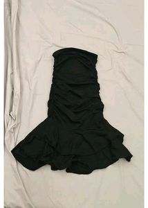 Chic Black Strapless Ruched Dress