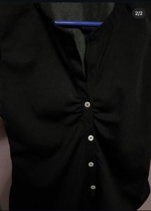 Elegant Black Ruched Blouse
