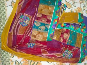 Yellow Net Saree with Embellishments