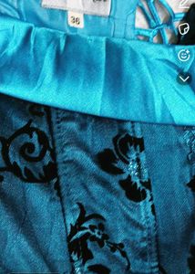 Teal Brocade embroidery Corset