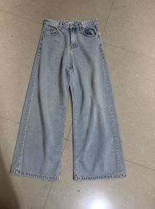 Classic Light Wash Straight Wide Leg Jeans