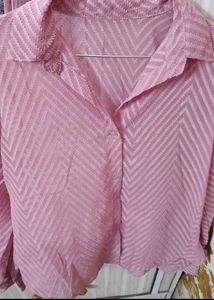 Chic Pink Chevron Textured Top