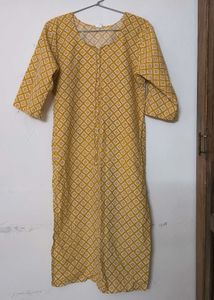 Yellow Printed Kurti